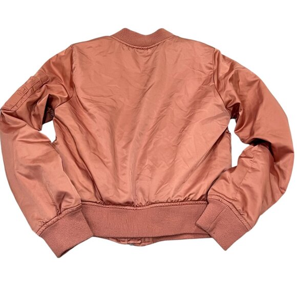 Abercrombie Kids Bomber Jacket Pink Nylon Blend Zip-Up Size 11/12 - Picture 2 of 3